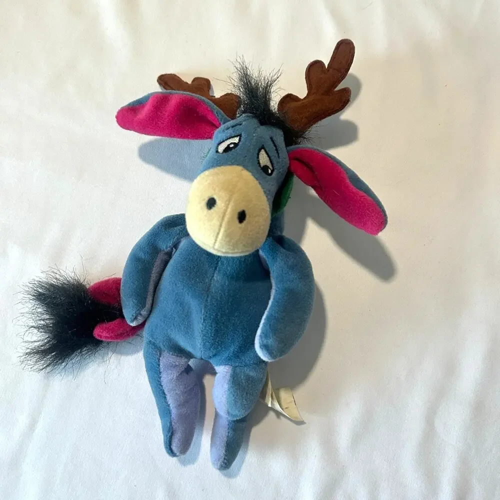 Disney Store Winnie The Pooh Mini Bean Bag Reindeer Eeyore Christmas Plush 9